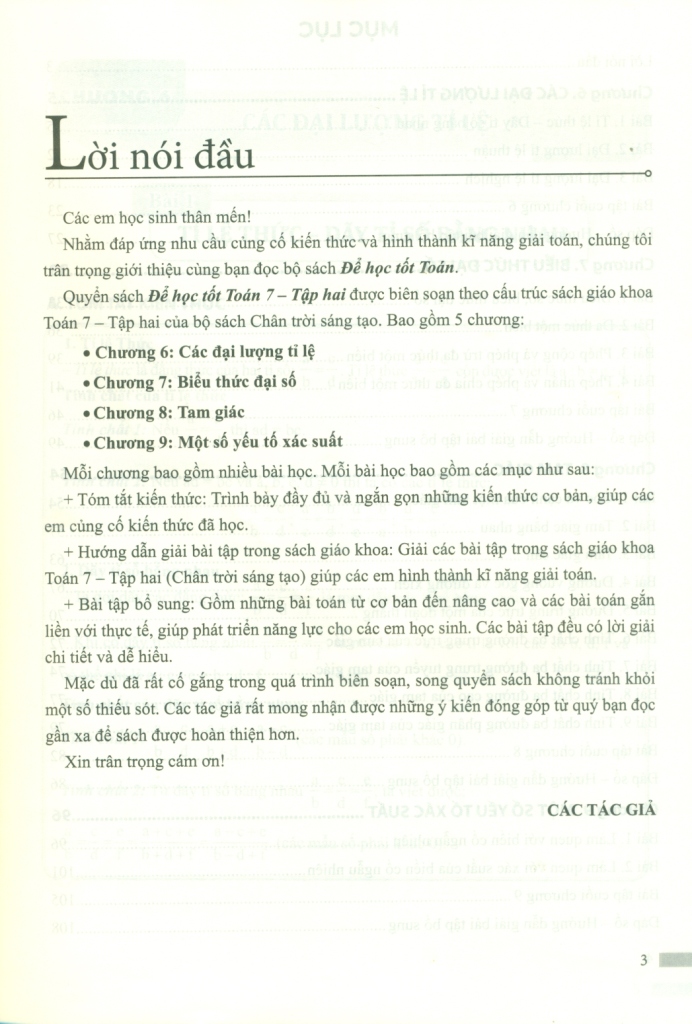 ĐỂ HỌC TỐT TOÁN LỚP 7 - TẬP 2 (Bộ sách Chân trời sáng tạo)